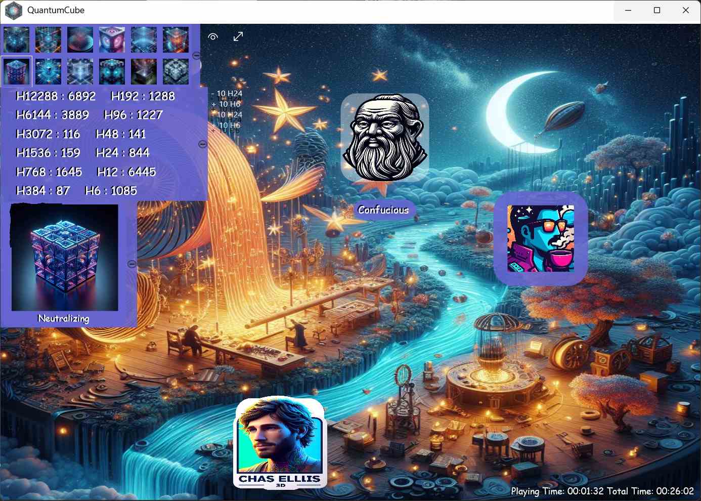 Moonlit dreamscape with Confucius in Neutralizing Mode